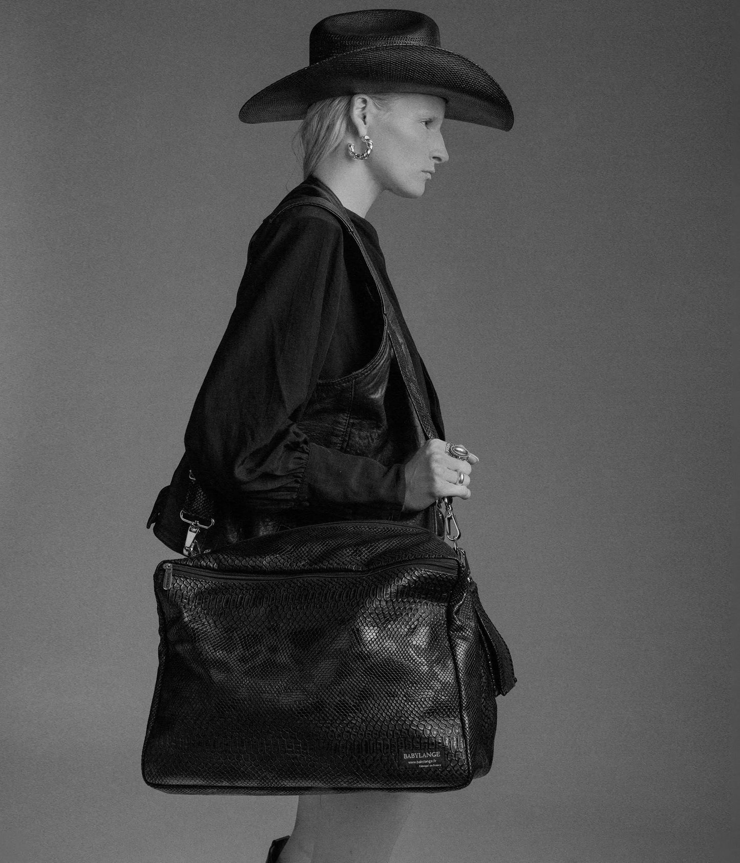 Grand sac à langer Croco noir