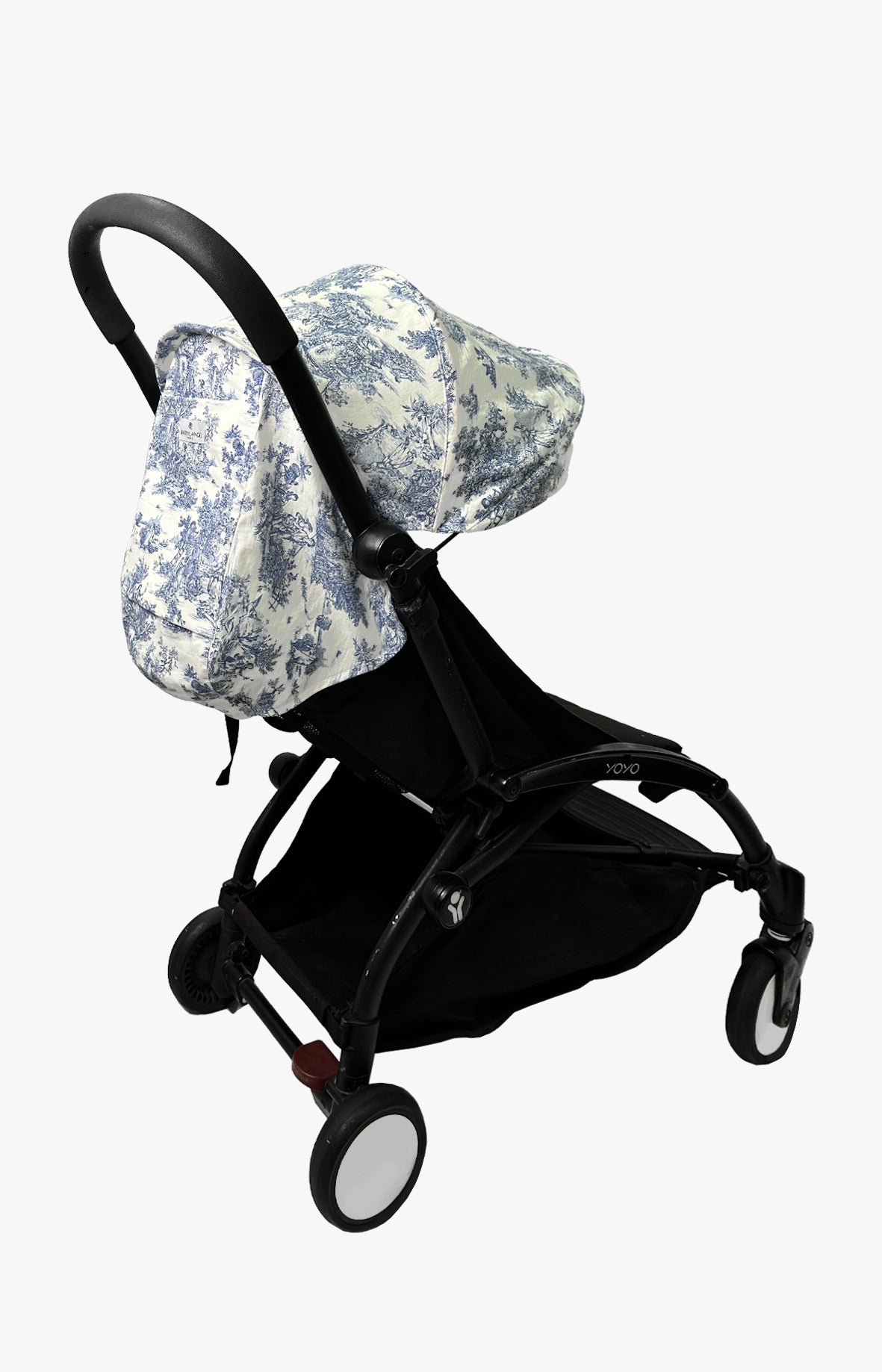 Capote poussette Yoyo Toile de Jouy bleue a personnaliser Babylange