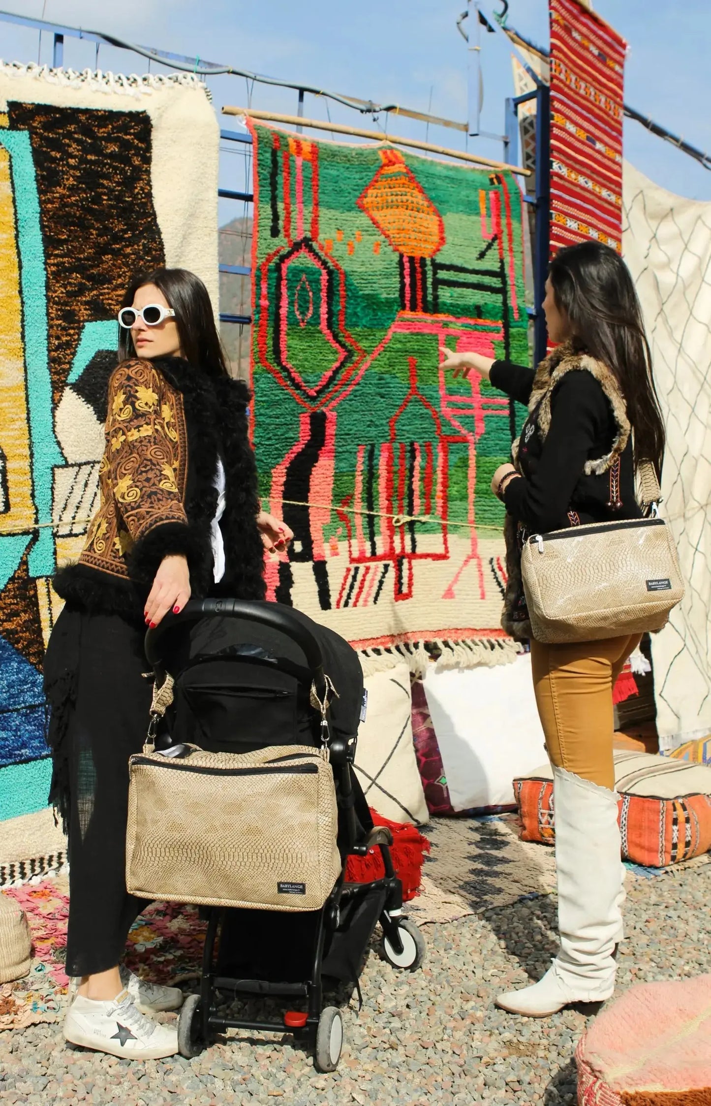 Grand sac à langer Croco beige