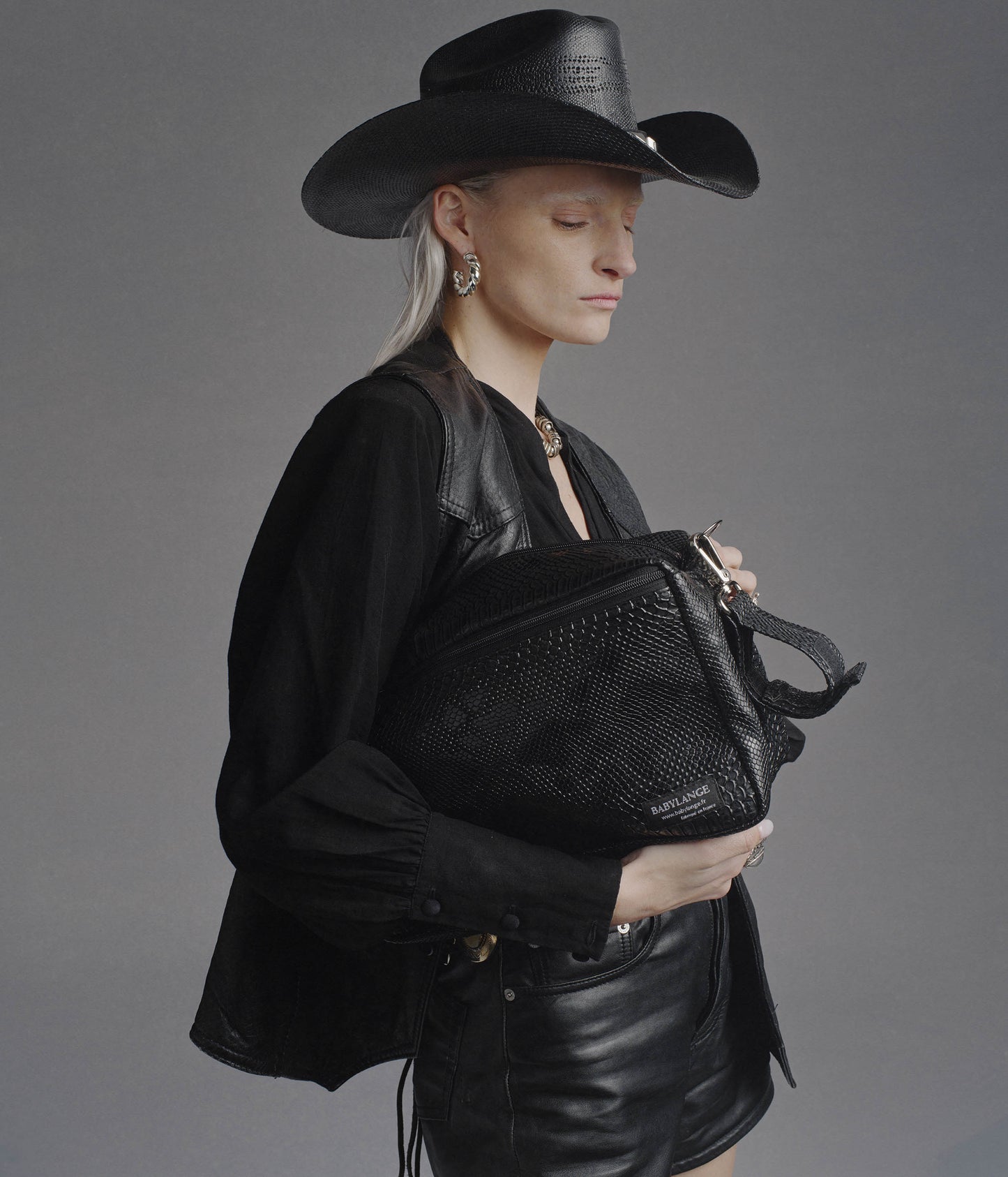 Petit sac à langer Croco noir