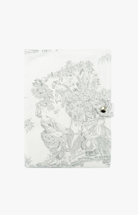 Protège carnet de santé Toile de Jouy grise